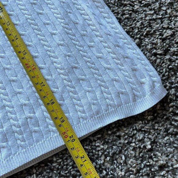 White Pendleton Cable Knit Blouse, Women's Medium Cotton Knit Top - Picture 6 of 7